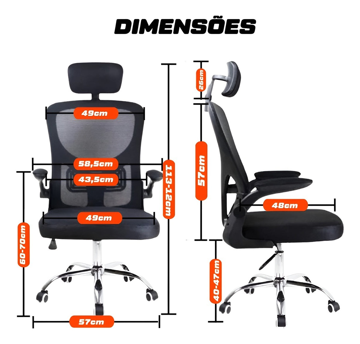 Kit 2 Cadeira De Escritório Giratória Preta Com Rodinhas Cor Preto