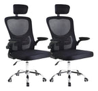 Kit 2 Cadeira De Escritório Giratória Preta Com Rodinhas Cor Preto